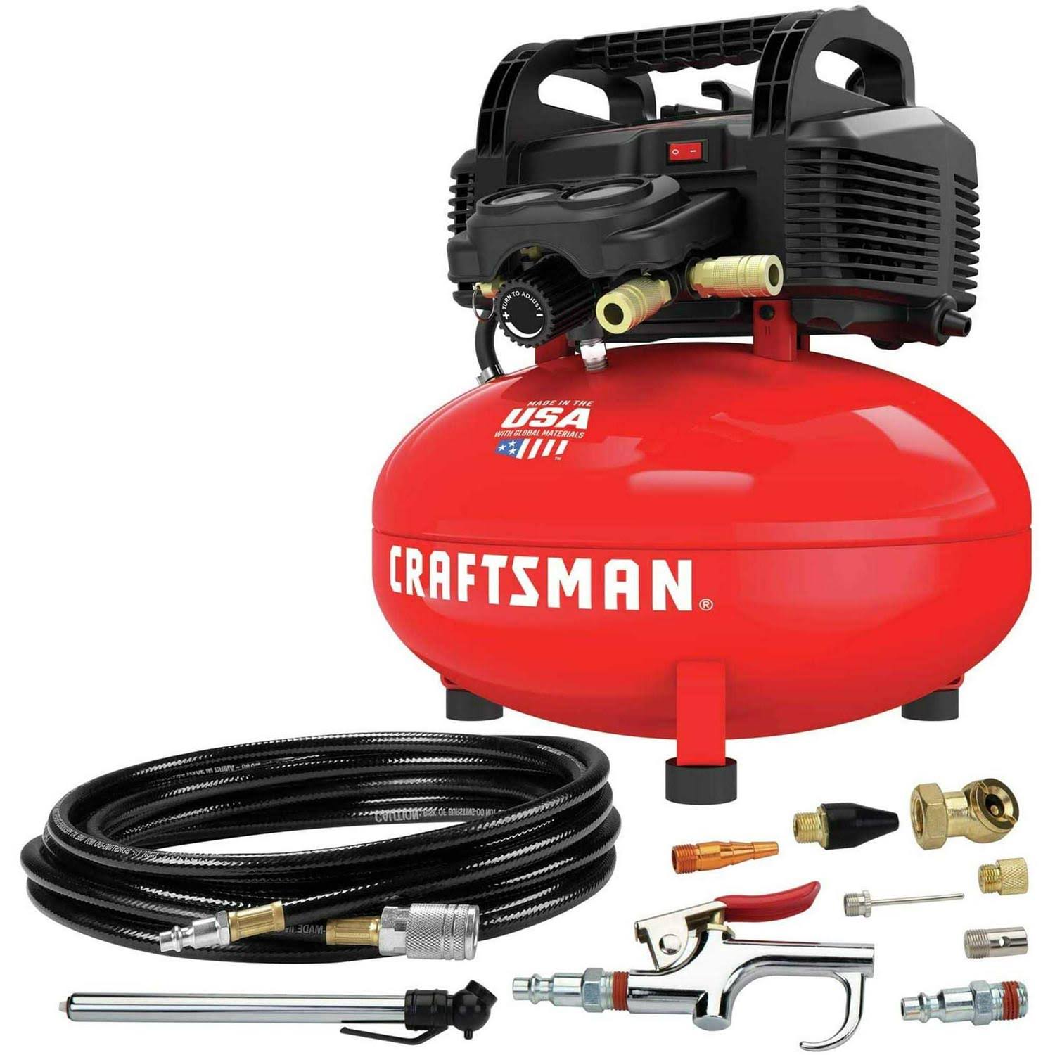 Craftsman Air Compressor, 6 Gallon, Pancake, Oil-Free with 13 Piece Accessory Kit