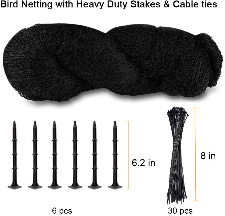 BSTPCOO Bird Netting 50x50 with 24 Square Mesh Bird Net Garden Netting for Chicken Coop, Poultry Netting Heavy Duty Nylon for Garden, AV, Black