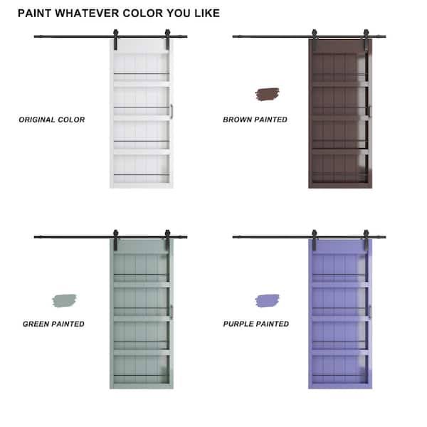 42 in. x 84 in. White, Finished, MDF Barn Door Slab with Shelf Style