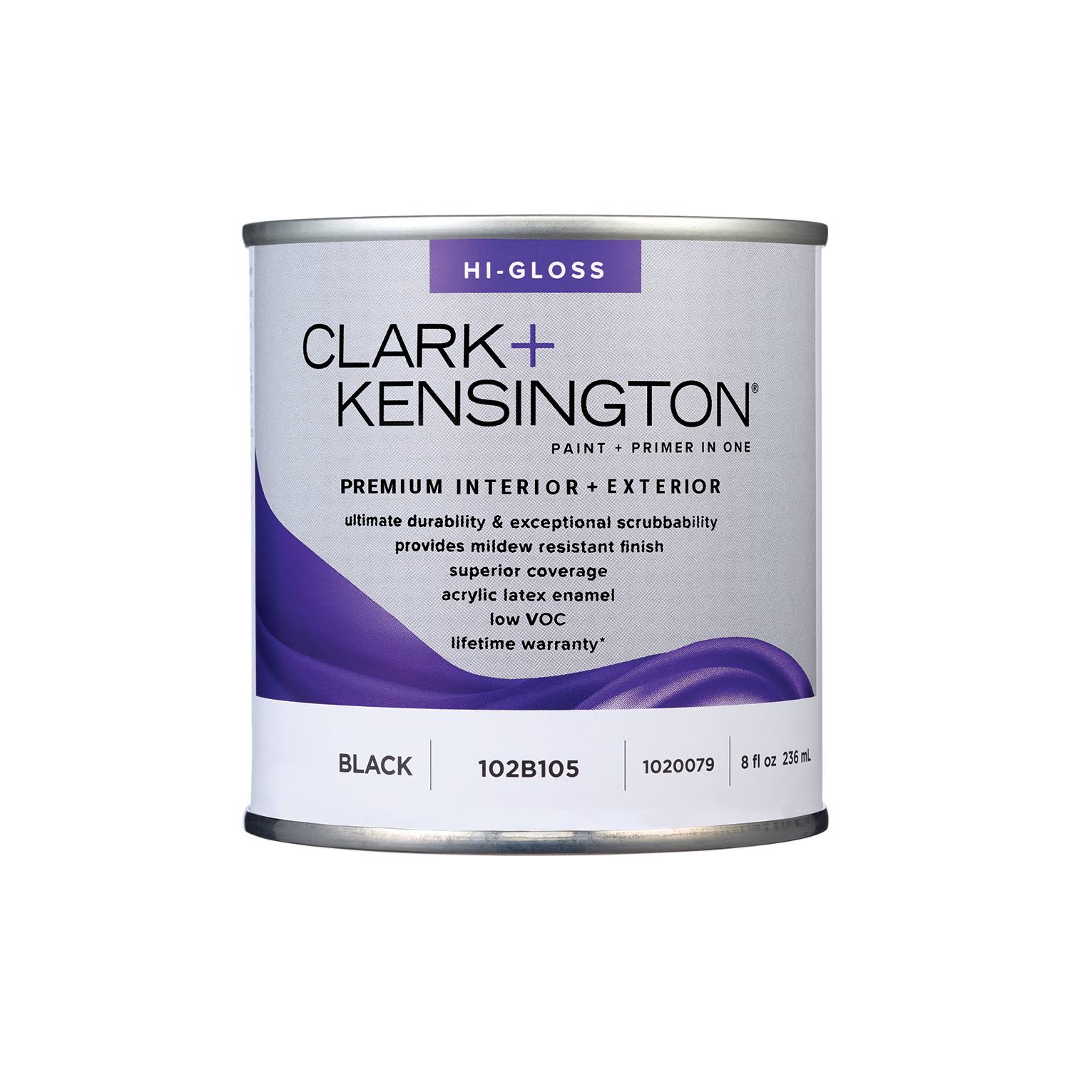 Clark+kensington Hi-Gloss Black Premium Paint Exterior and Interior 1/2 Pt.