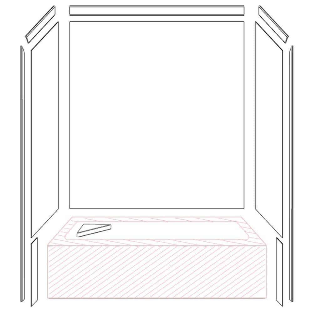 FlexStone Royale 36 in. x 60 in. x 80 in. 11-Piece Easy Up Adhesive Alcove Bathtub/Shower Wall Surround in Calypso