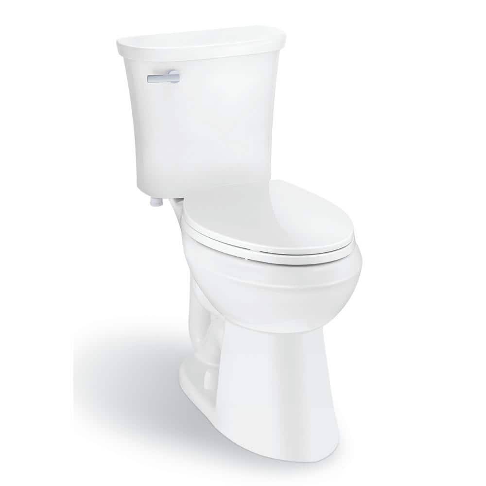 Glacier Bay Power Flush 2-Piece 1.28 GPF Single Flush Elongated Toilet in White with Slow-Close Seat Included (6-pack)