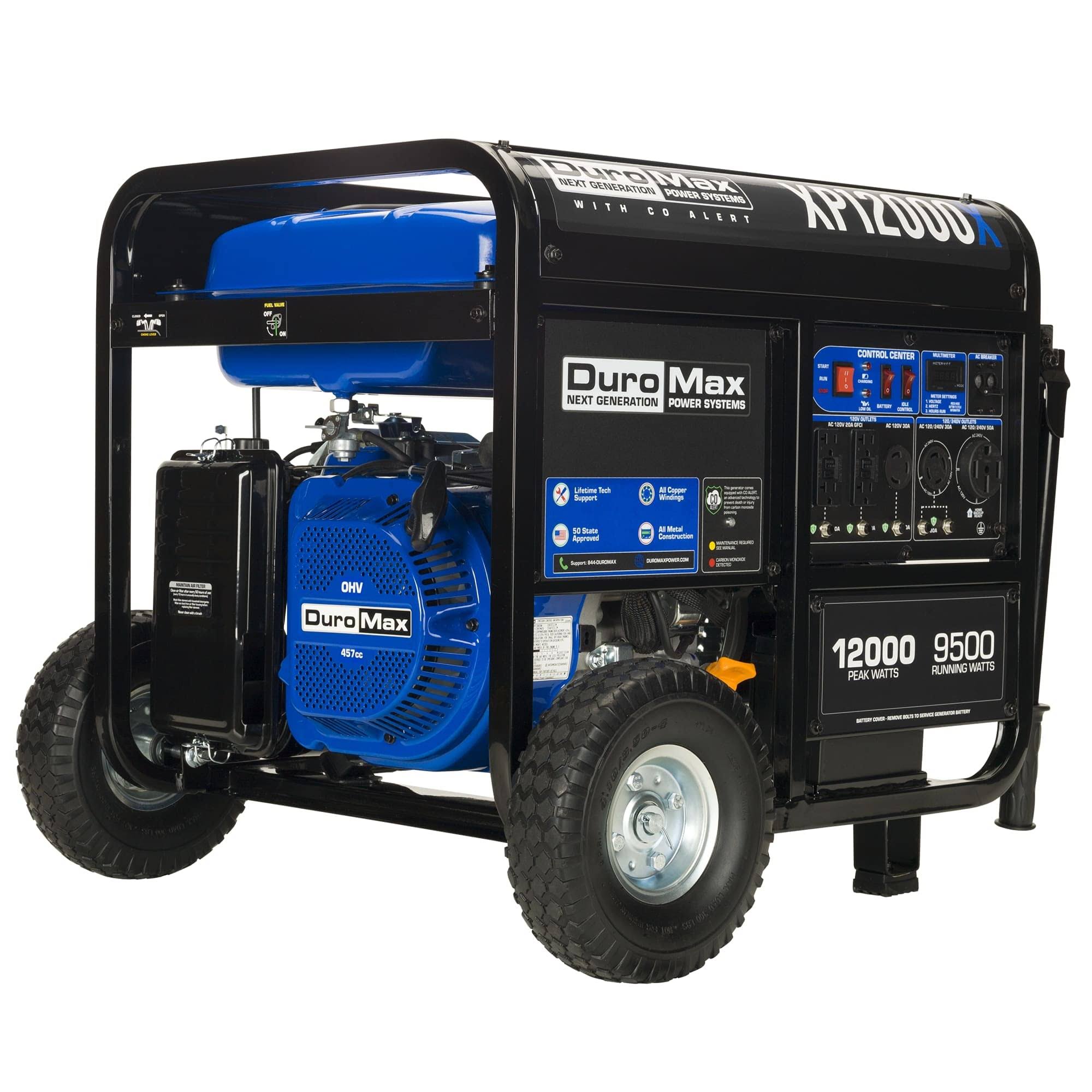 DuroMax XP12000X 12,000 Watt Gasoline Portable Generator w/ Co Alert