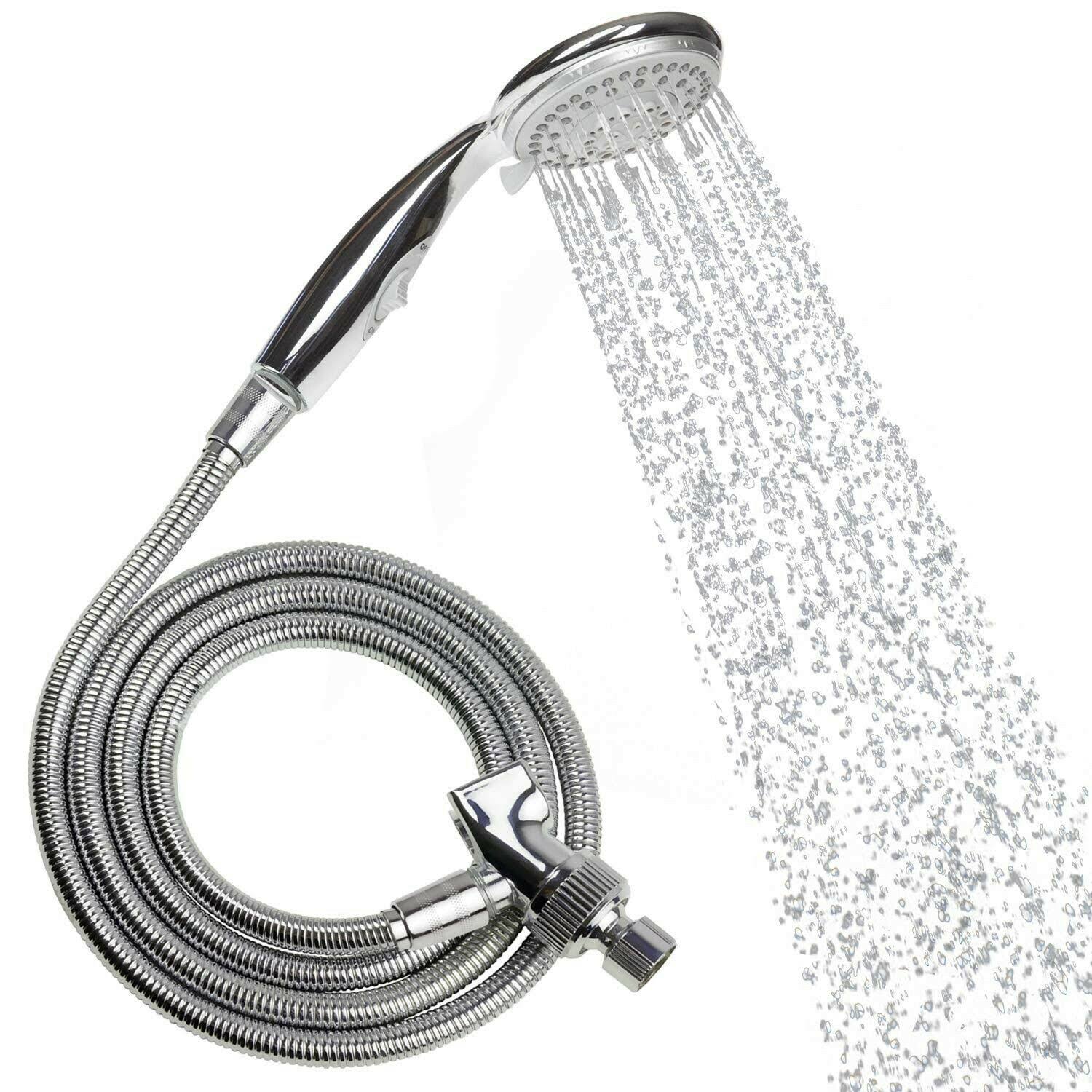 Vive Handheld Shower Head- Long Hose, High Pressure, Chrome Bathroom Faucet Kit