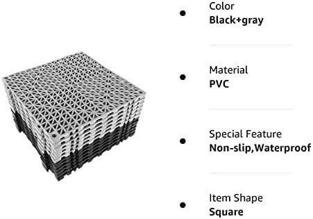 Fengwu 12 Pack 12 x 12 Interlocking Rubber Bathroom Flooring Tiles Non-Slip Splicing Waterproof Mat Modular Interlocking Cushion