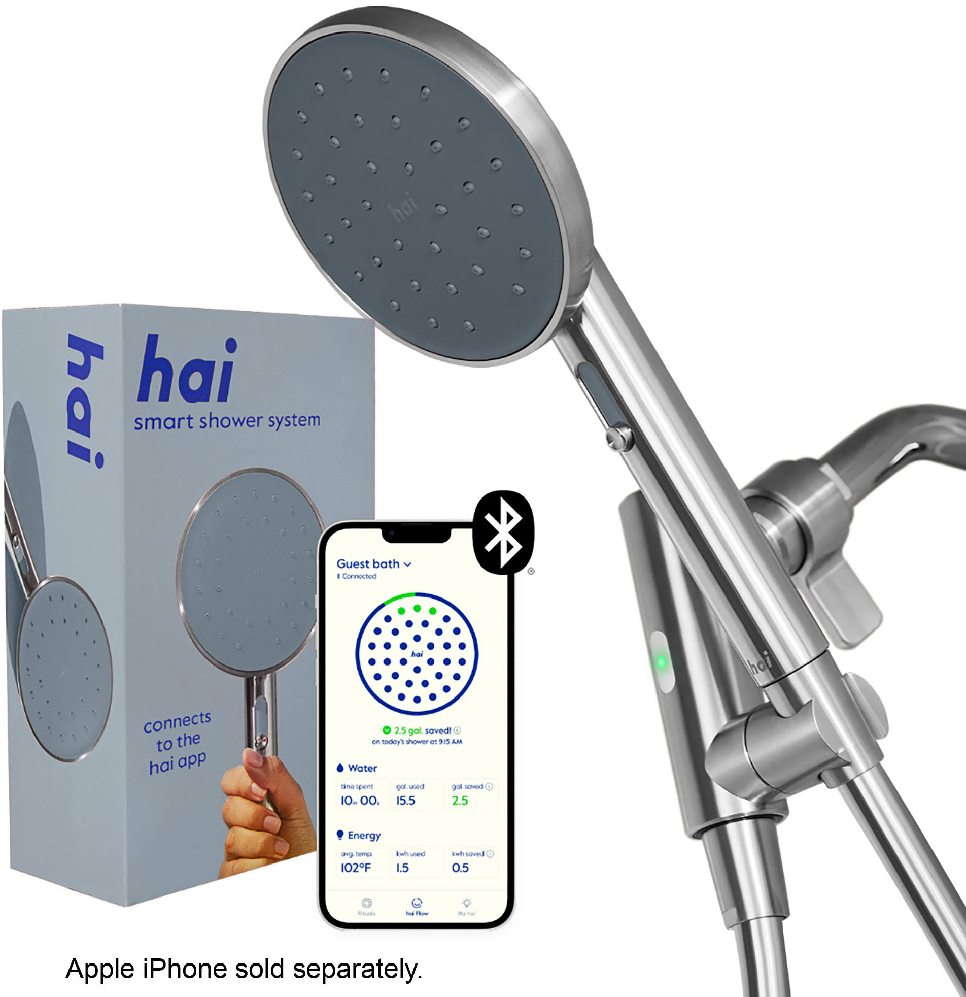 Hai- Smart 2.5 GPM Handheld Showerhead- Charcoal