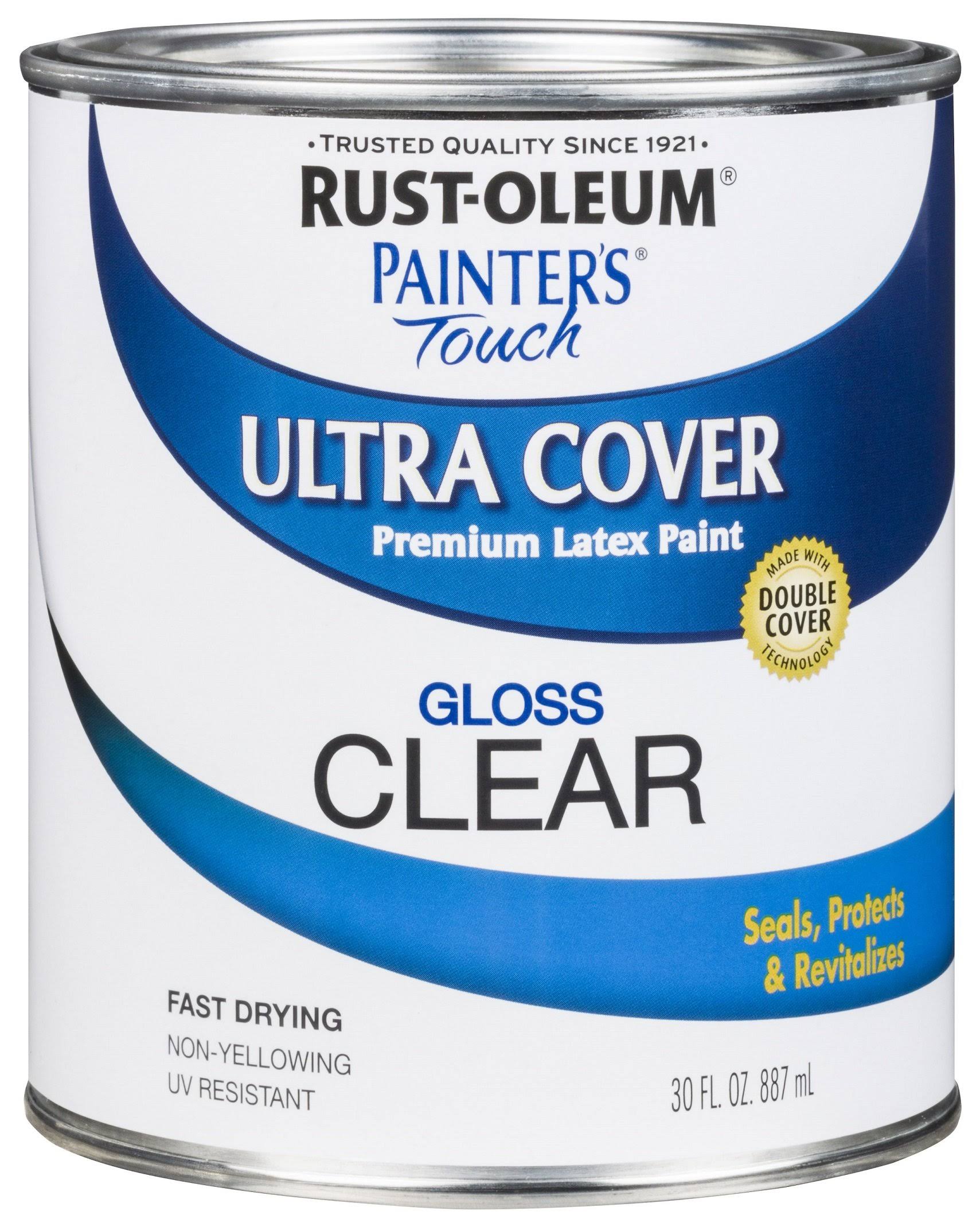 Rust-Oleum 242057 Latex Paint, Gloss, Clear, 1 qt