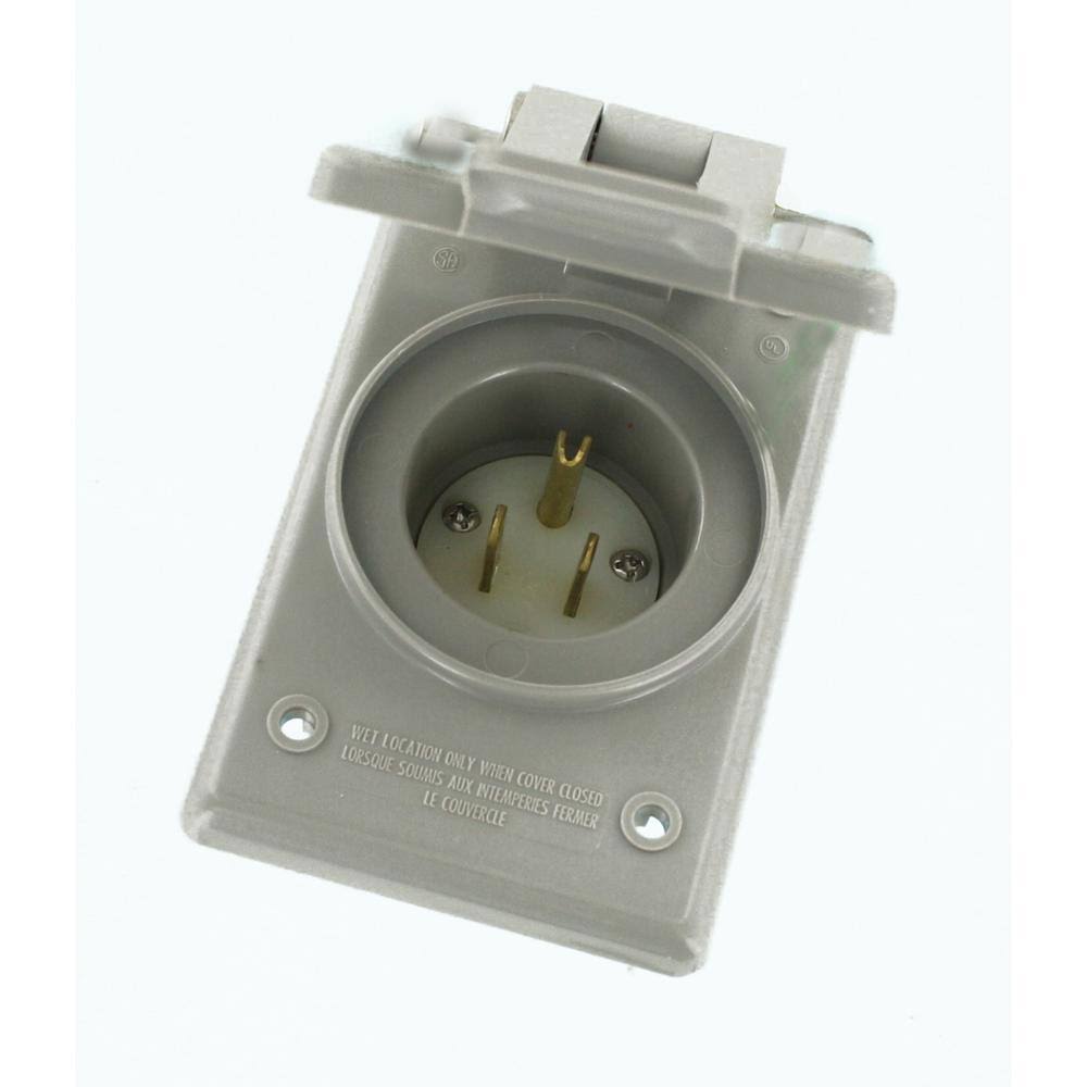 Leviton 5278-CWP 15 Amp, 125 Volt, Power Inlet Receptacle, Straight Blade