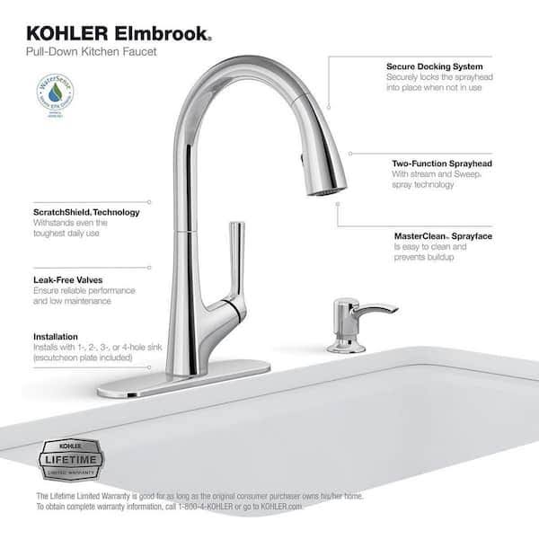 Kohler Elmbrook Single-Handle Pull-Down Sprayer Kitchen Faucet in Polished Chrome
