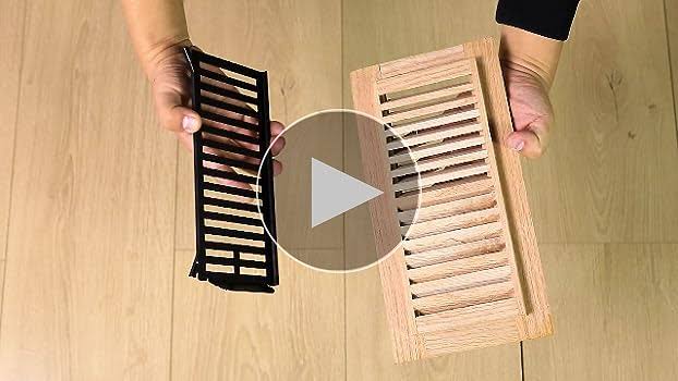 Homewell Red Oak Wood Floor Register, Drop in Vent Cover with Damper, 2x12 inch, Unfinished