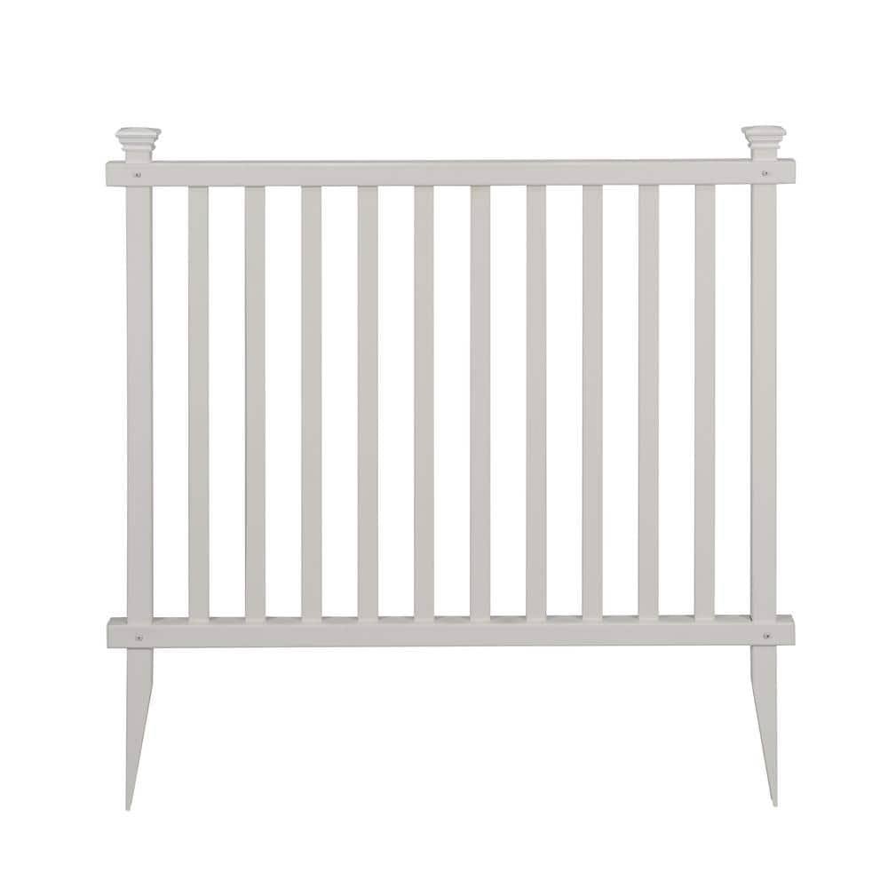 Zippity Outdoor Products ZP19037 No Dig Baskenridge Semi Permanent Vinyl Fence, White (36in H x 42in W) 2 Pack