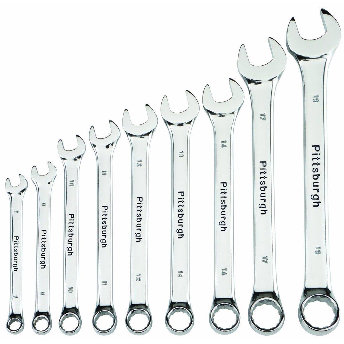 Pittsburgh Fully Polished Metric Combination Wrench Set 9 Pc. 42305