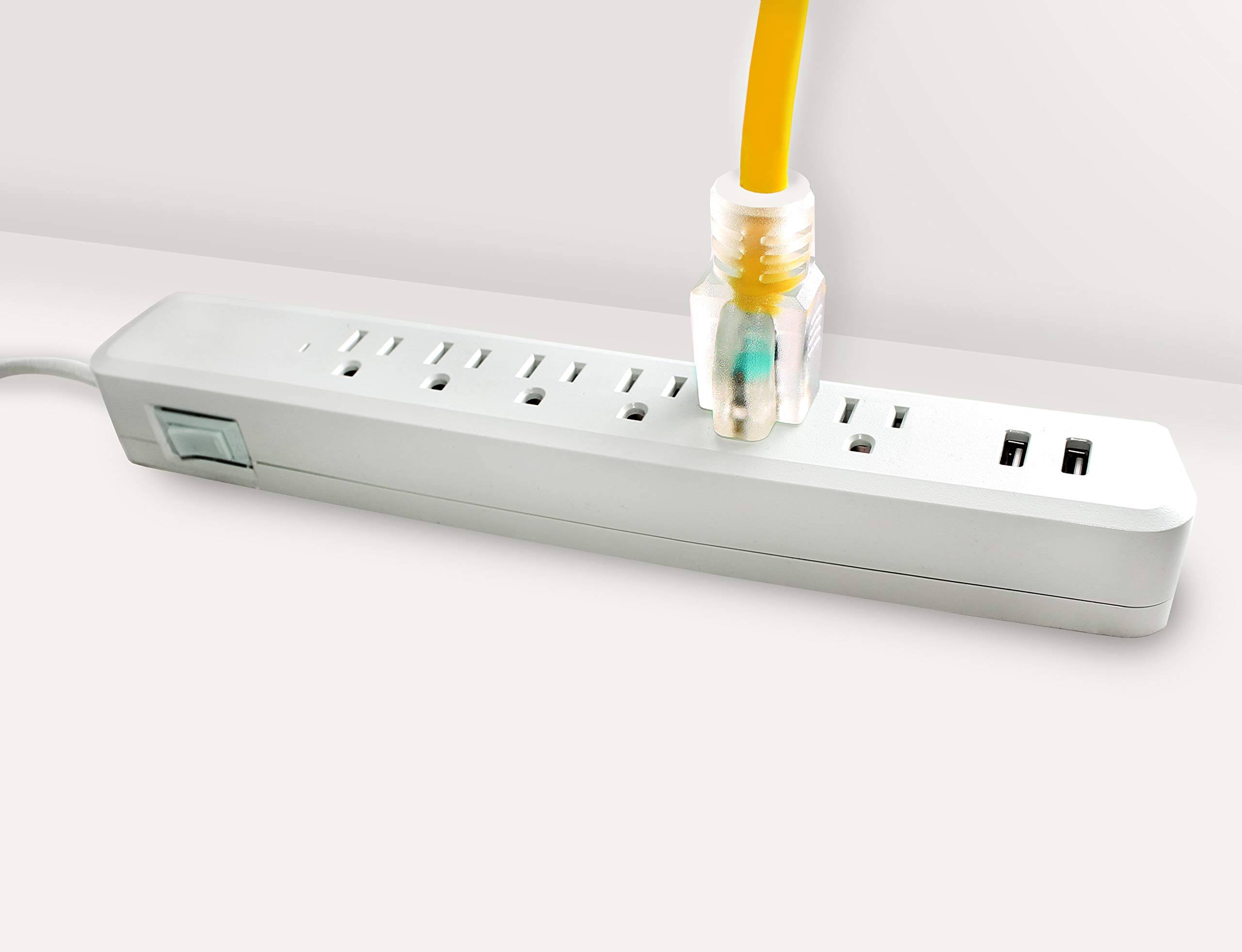 LifeSupplyUSA 50 ft. 10/3 SJTW 15 Amp 125-Volt 1875-Watt Lighted End Outdoor Super Heavy-Duty Jacket Extension Cord, Yellow