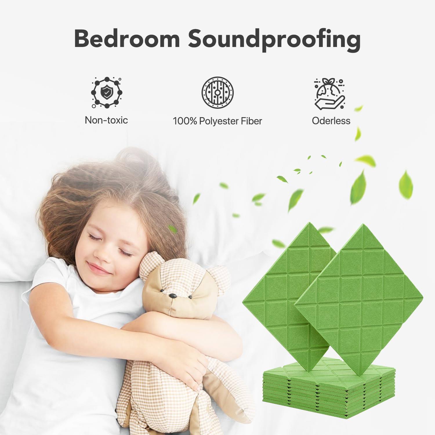 Soundproof Wall Panels, Kuchoow 12 Pack Noise Cancelling Wall Panels, Self Adhesive Sound Absorbing Panels, Acoustic Panels Sound Dampening Panels for