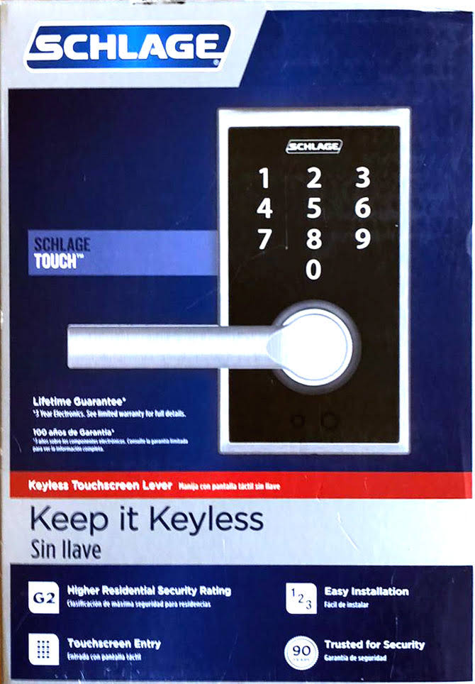 Schlage FE695 Cen 622 LAT Touch Century Lock with Latitude Lever, Electronic Keyless Entry Lock, Matte Black