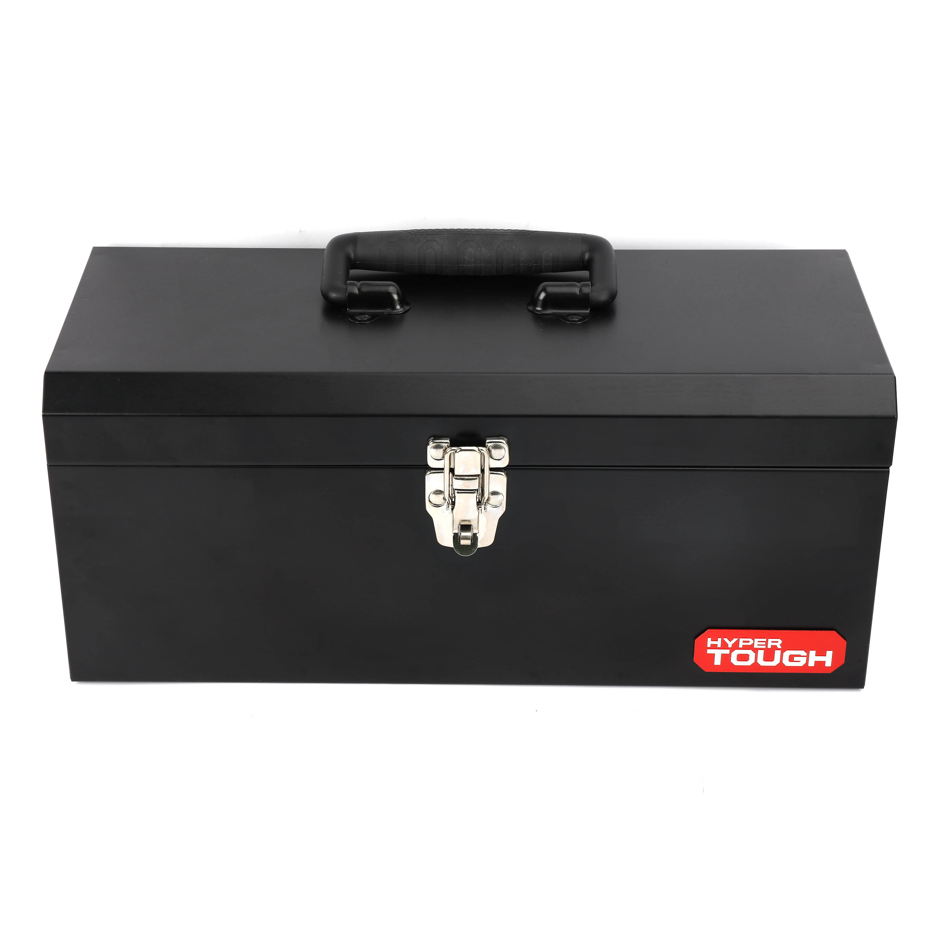 Hyper Tough Metal Toolbox with Removeable Tray- Black- 16 in