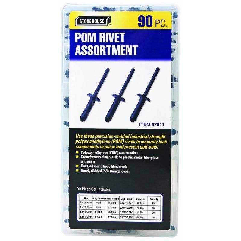 Storehouse 90 Piece Pom Rivet Beveled Round Kit with Organizer Case