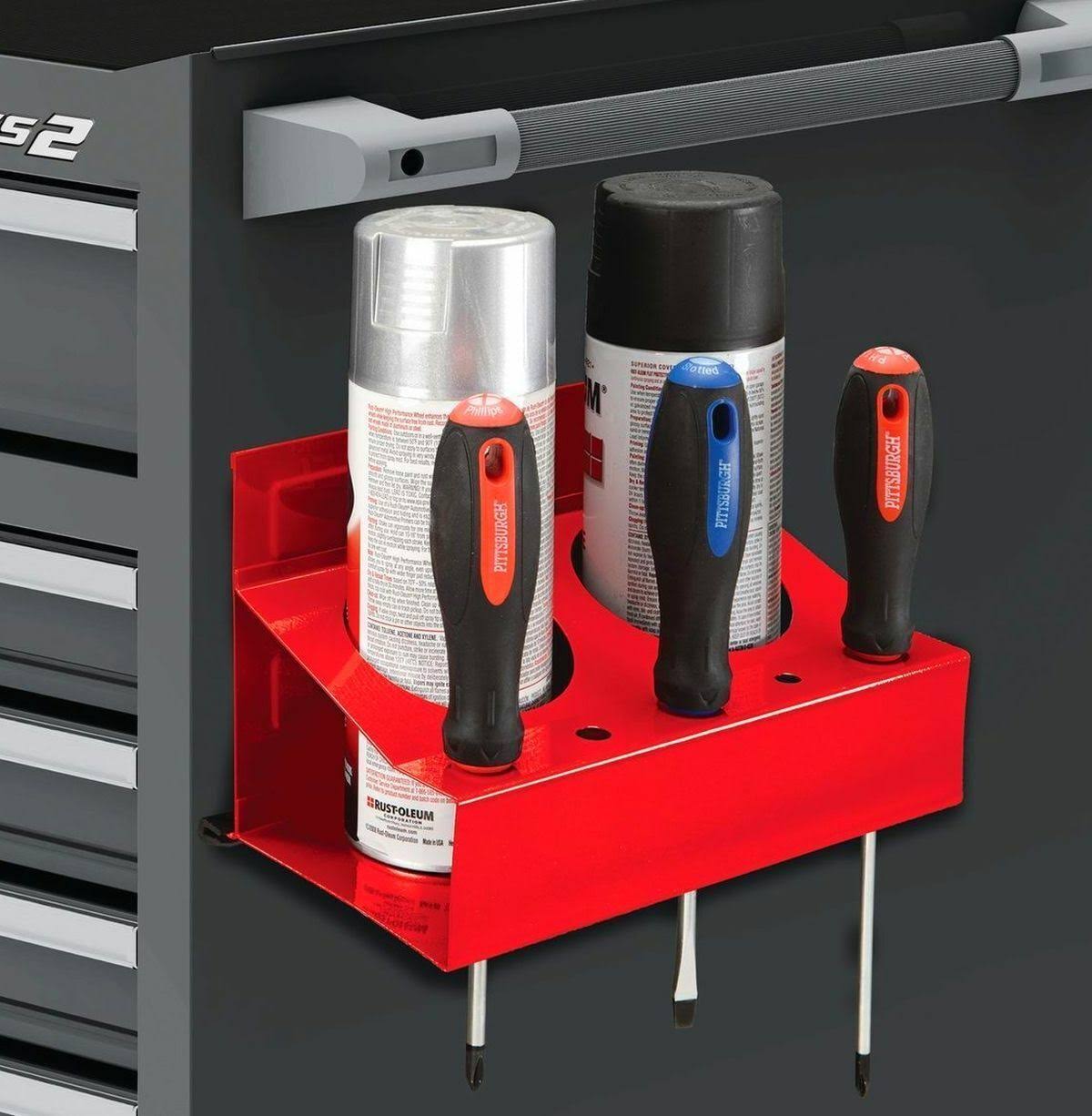 U.S. General Magnetic Spray Can and Screwdriver Holder, Red 69320