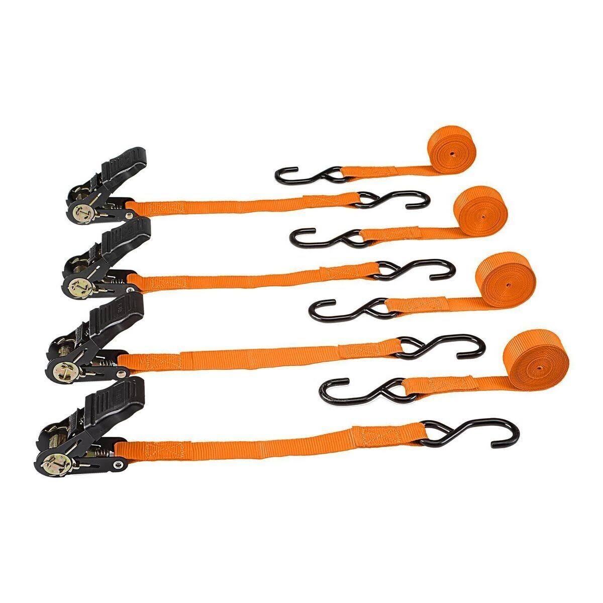 Ratchet Strap Tie Down Set 1 x 15ft 4 PC 400 lb. Capacity Break Stre