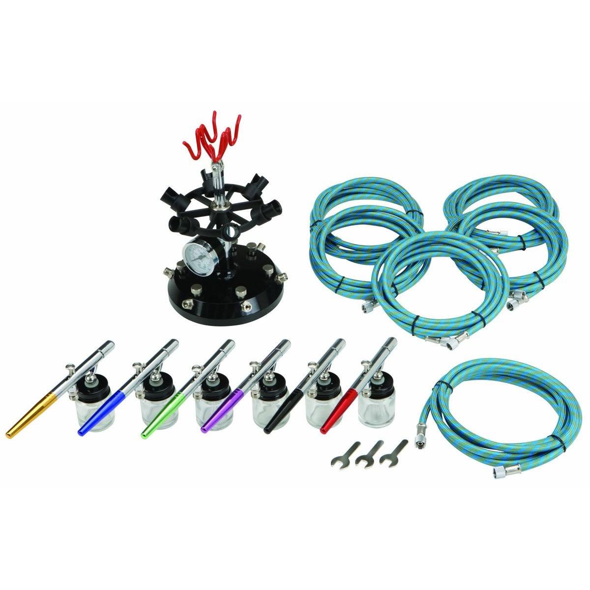 Central Pneumatic Professional 6-Color Airbrush Kit with Holder 16 Pc.
