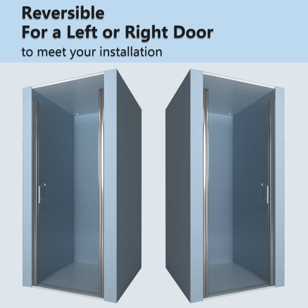 ExBrite 24-25.5 in. W x 72 in. H Small Shower Door Hinged Pivot Chrome Install Clear Glass Shower Door