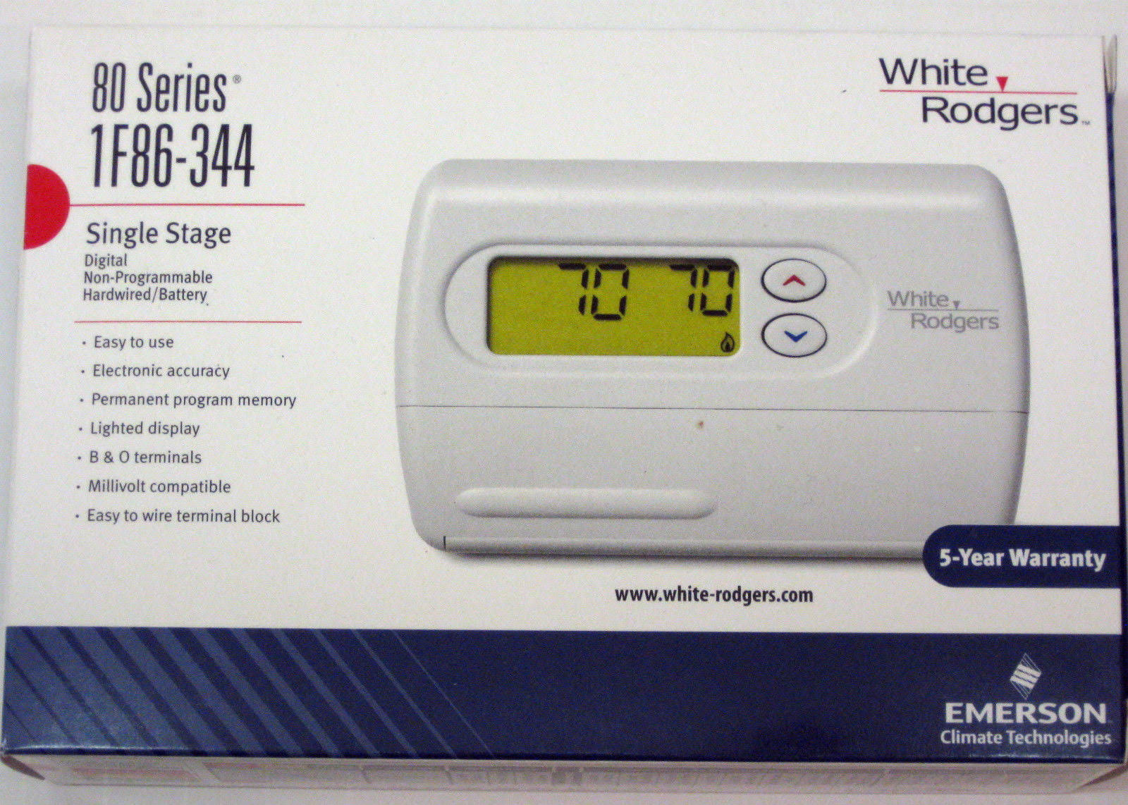 White Rodgers 1F86-344 Non-Programmable Thermostat