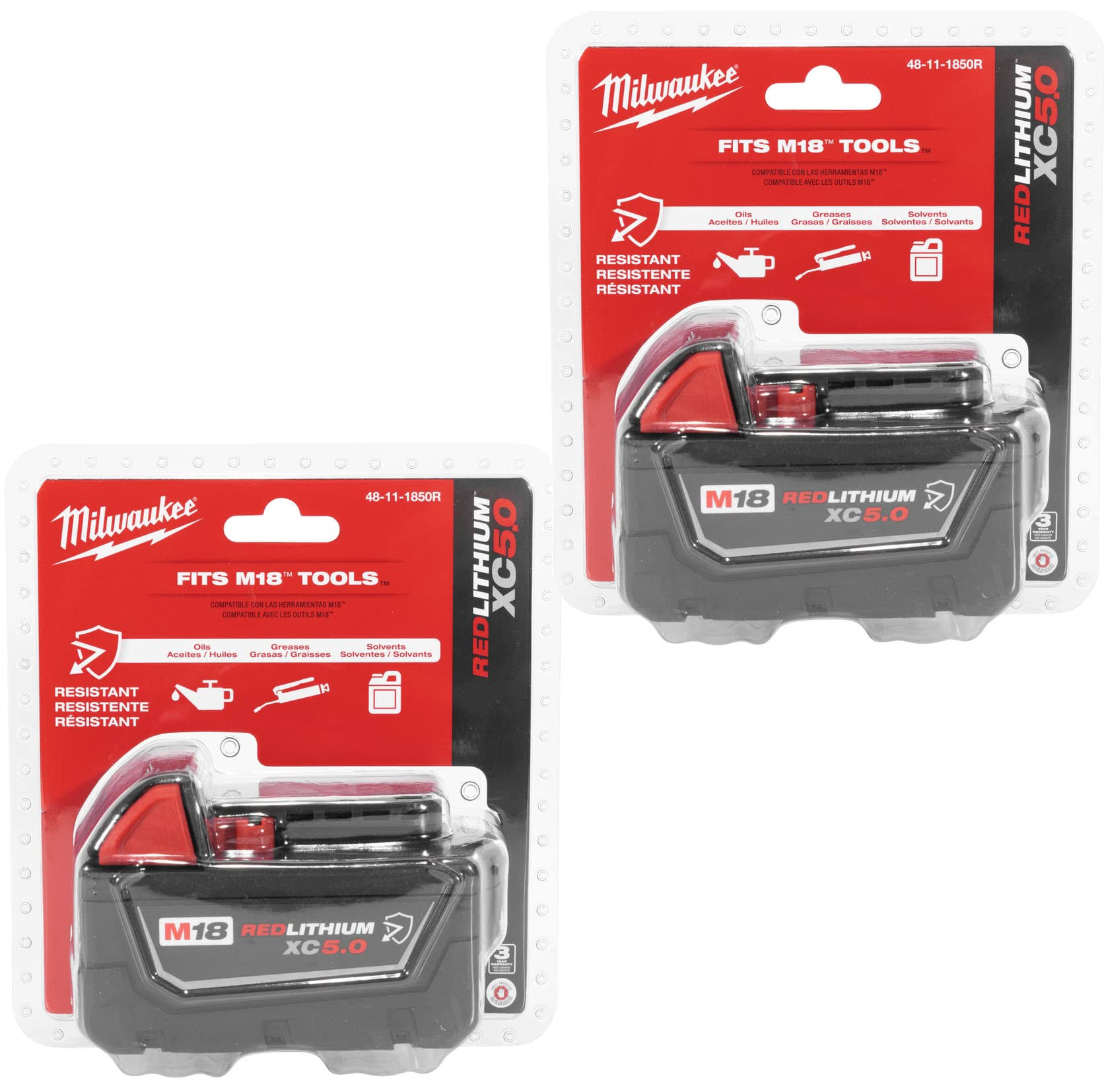 Home Garden Milwaukee M18 REDLITHIUM 48-11-1850R 5.0 Ah Batteries 5.0 18V 48-11-1852 (2 Pack)
