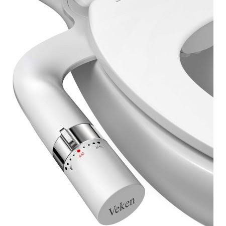 Veken Ultra-Slim Bidet, Non-Electric Dual Nozzle (Posterior/Feminine Wash)- Silver/White