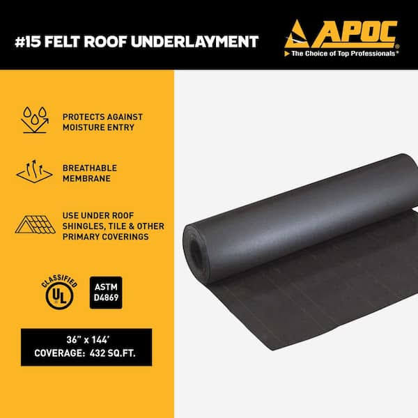 Apoc 36 in. x 144 ft. 432 Sq. ft. Felt Roof Underlayment AP-0042