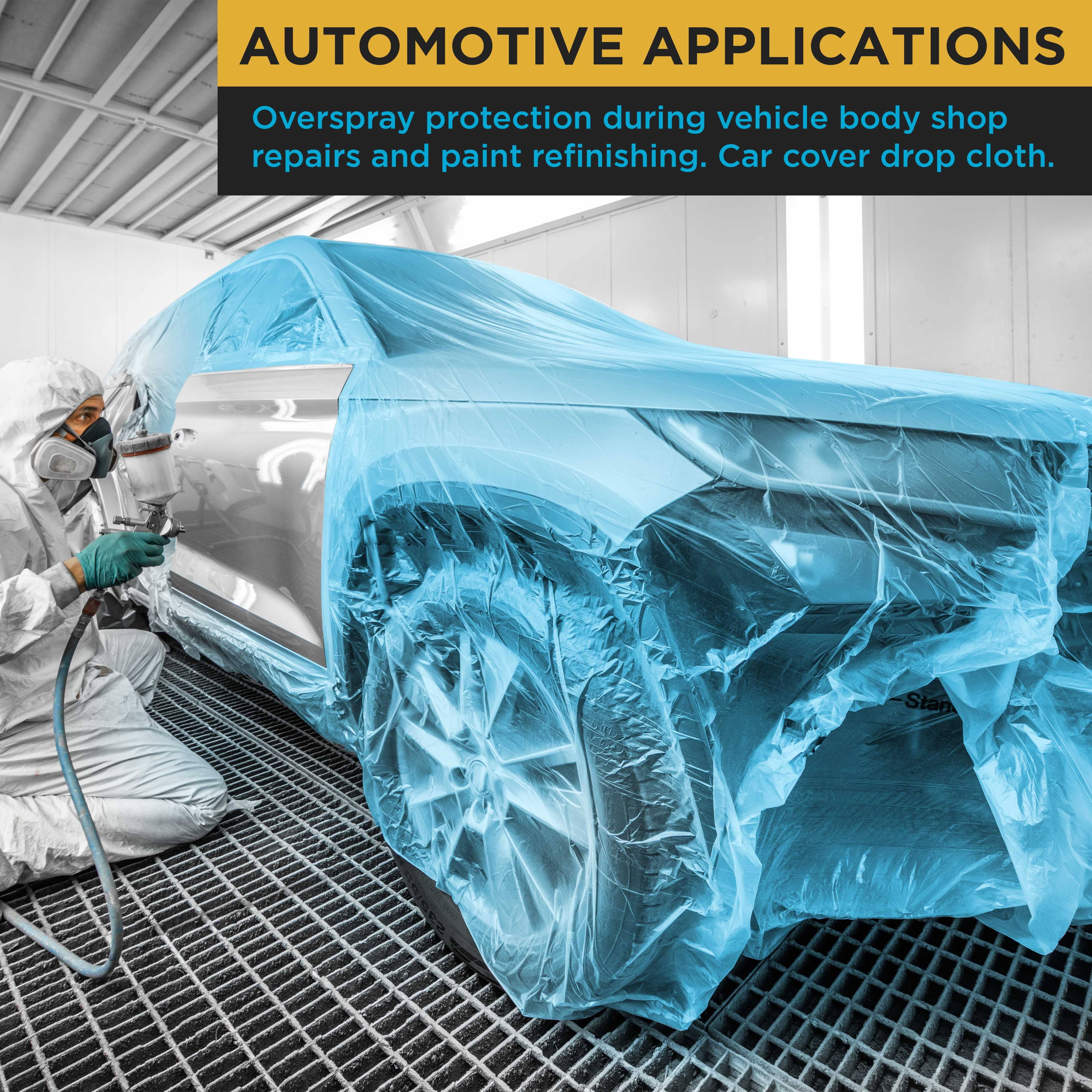 Dura-Gold 20' x 250' Roll of Pure Blue Premium Overspray Paintable Plastic Sheeting- 10 Micron, 0.4 mil, Protective Masking Film Cover- Auto Car