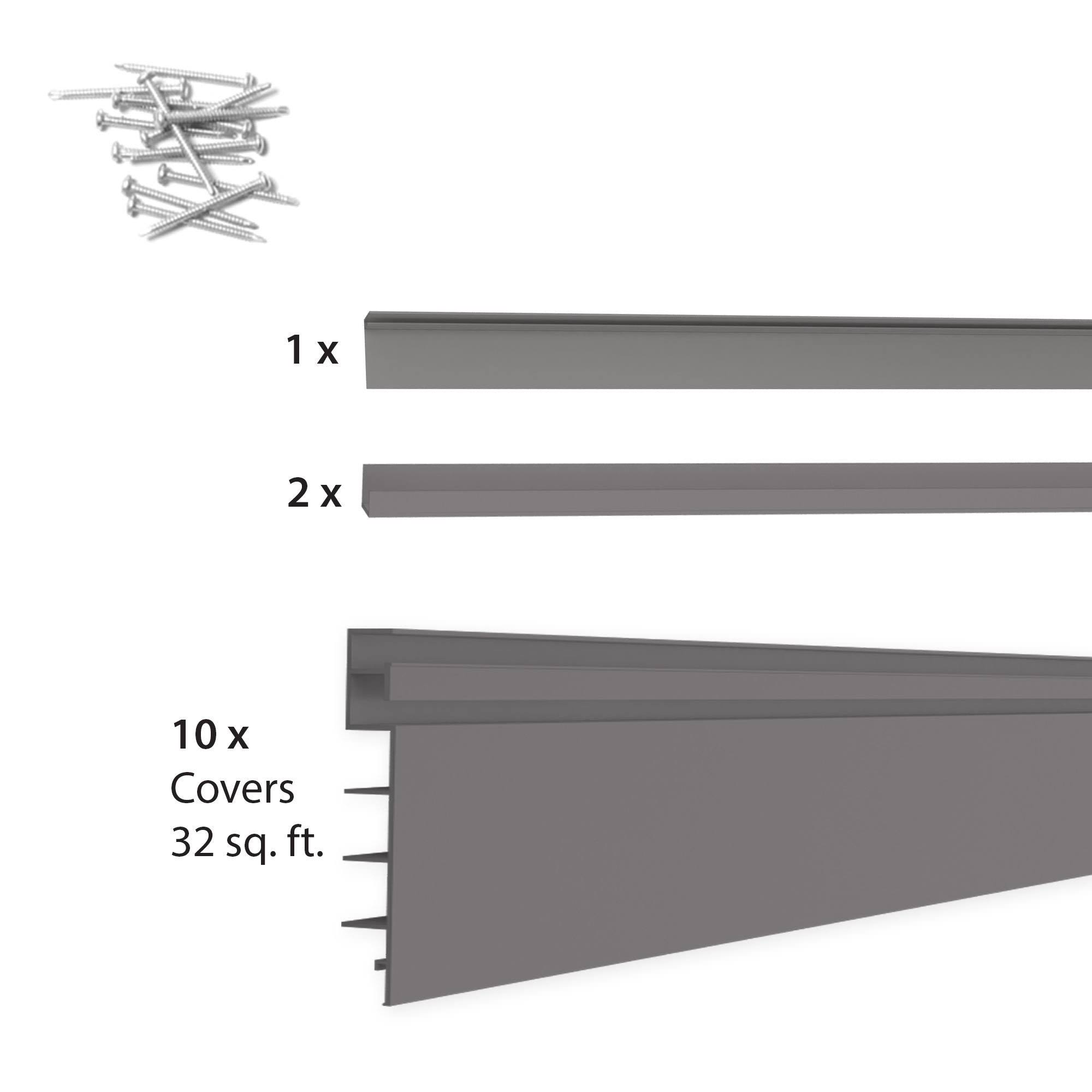 Proslat 8 ft. x 4 ft. PVC Slatwall- Light Gray