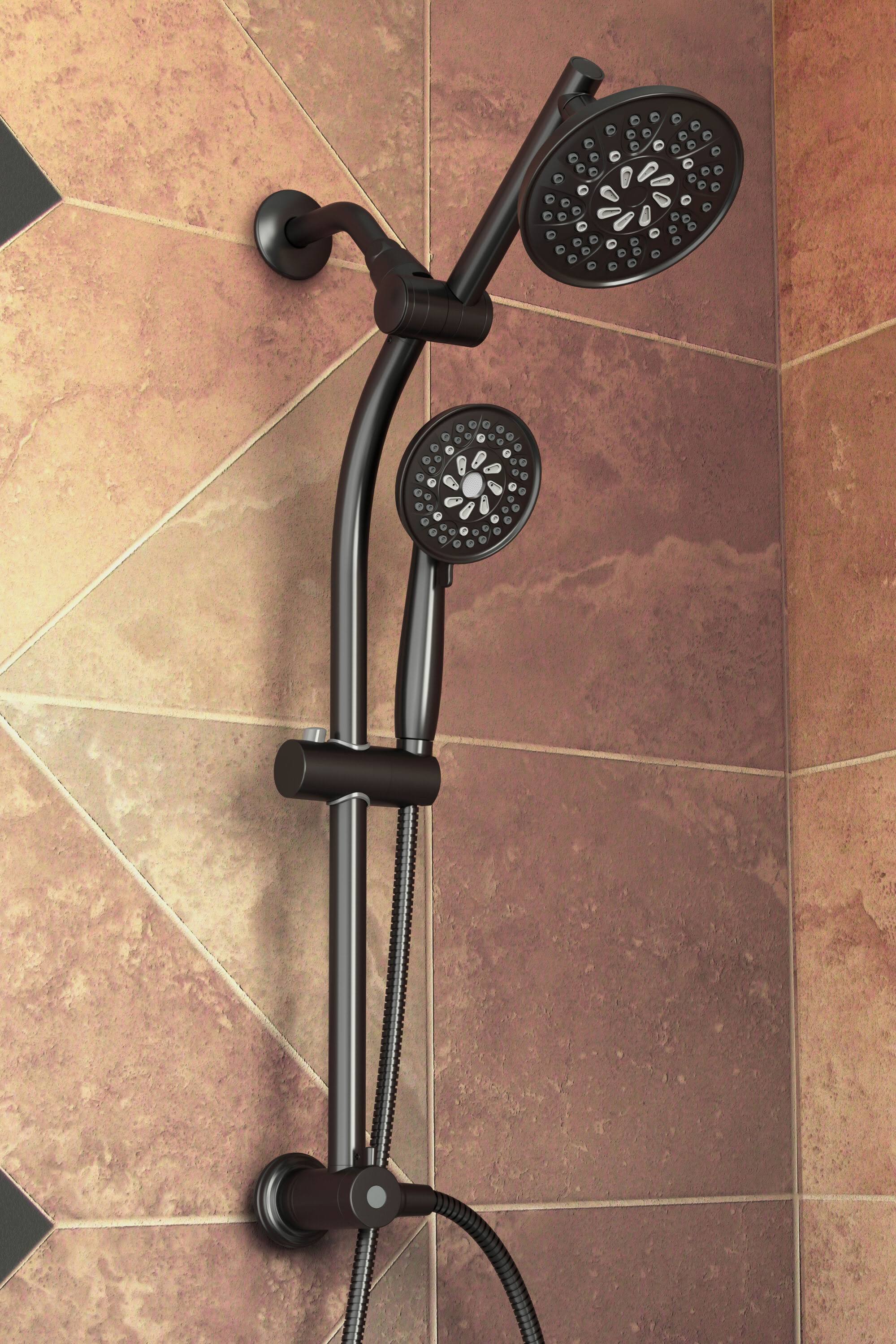 Allen + Roth Matte Black Shower Faucet Bar System with 2-Way Diverter | 58101-X607011