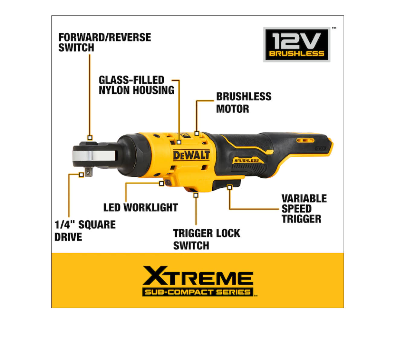 DeWalt DCF504B Xtreme 12V MAX* Brushless 1/4 in. Ratchet (Tool Only)