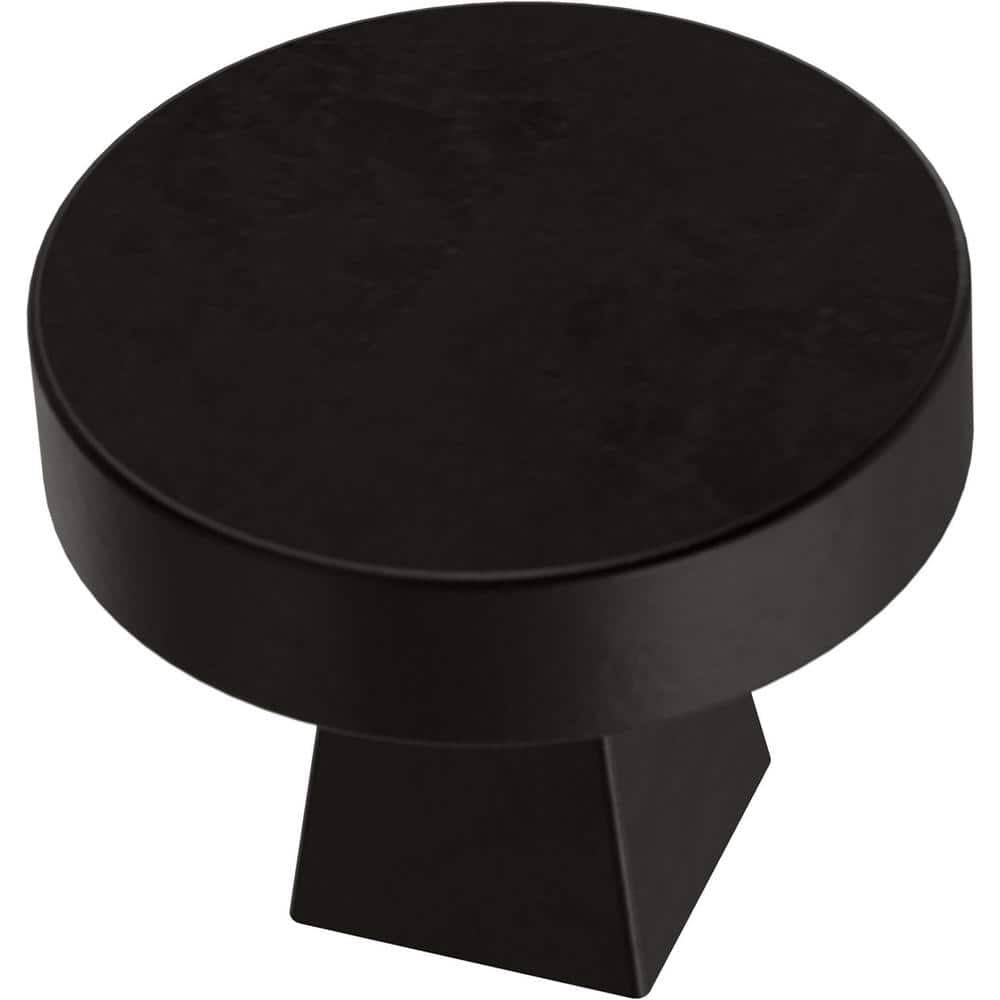 Liberty Flat Round 1-1/8 in. (28 mm) Matte Black Cabinet Knob