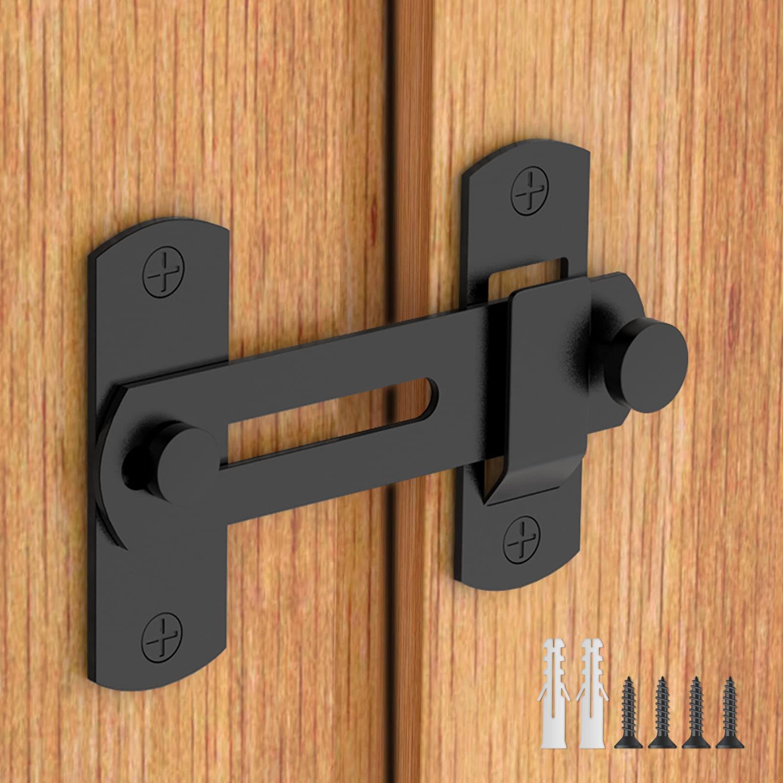 L'aimefois 180 Degree Flip Sliding Barn Door Lock for Privacy- Safe Barn Door Locks and Latches for Barn Door, Pet Door, Bathroom, Outdoor, Garage, Window,