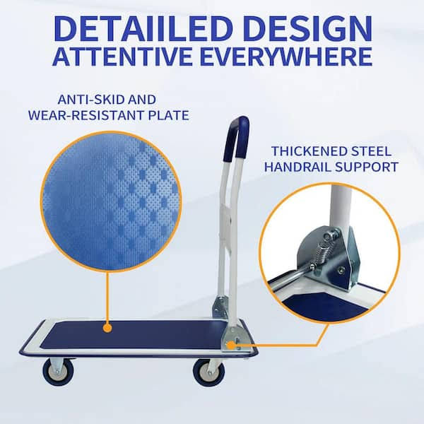 Miscool 330 lbs. Capacity Platform Truck Hand Flatbed Cart Dolly Folding Moving Push Heavy-Duty Rolling Cart with 4 Wheels