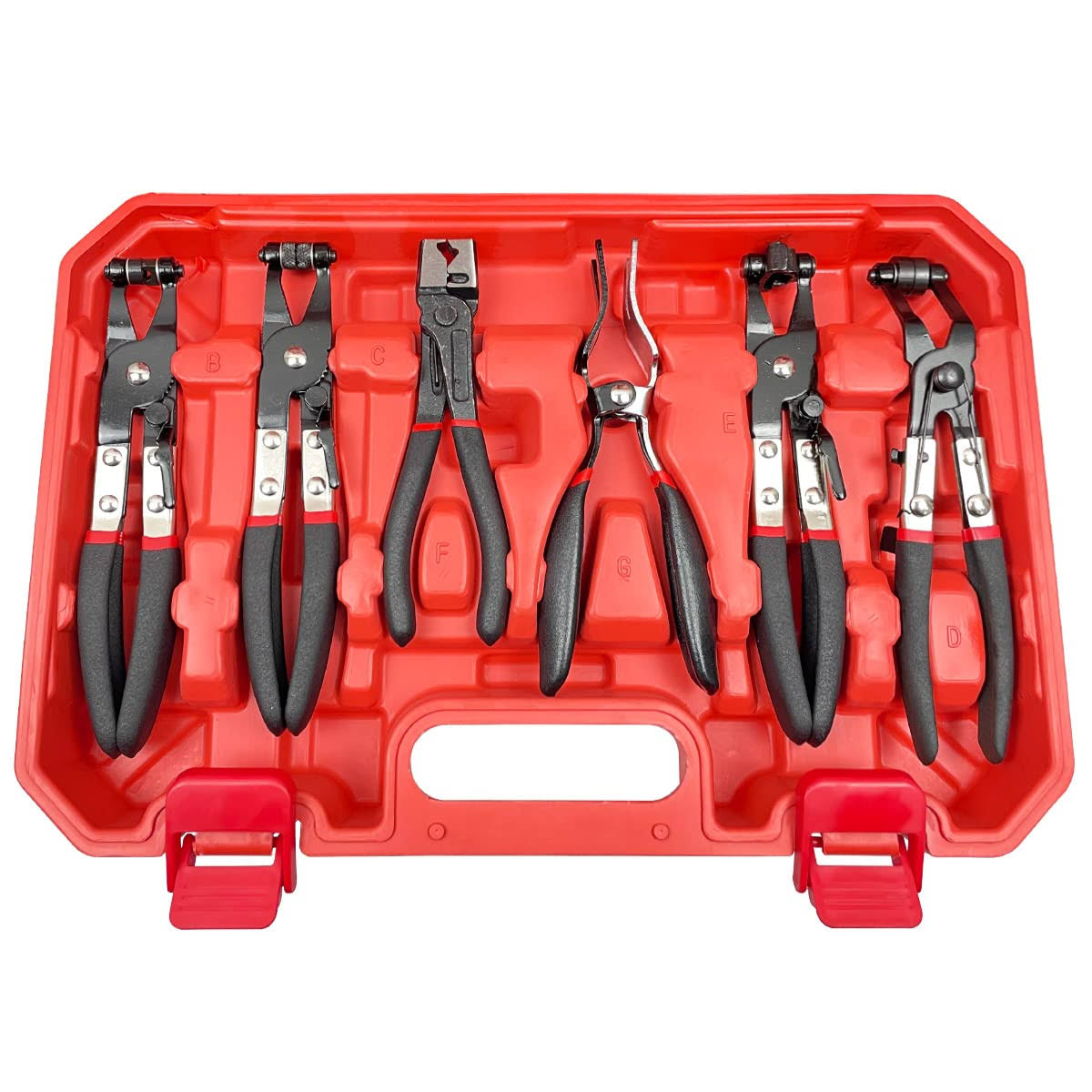 9pc Hose Clamp Pliers, Flexible Wire Long Reach Hose Clamp Pliers Set for Automotive Coolant Radiator Heater and Water Hose, Auto Clamp Remove Tool