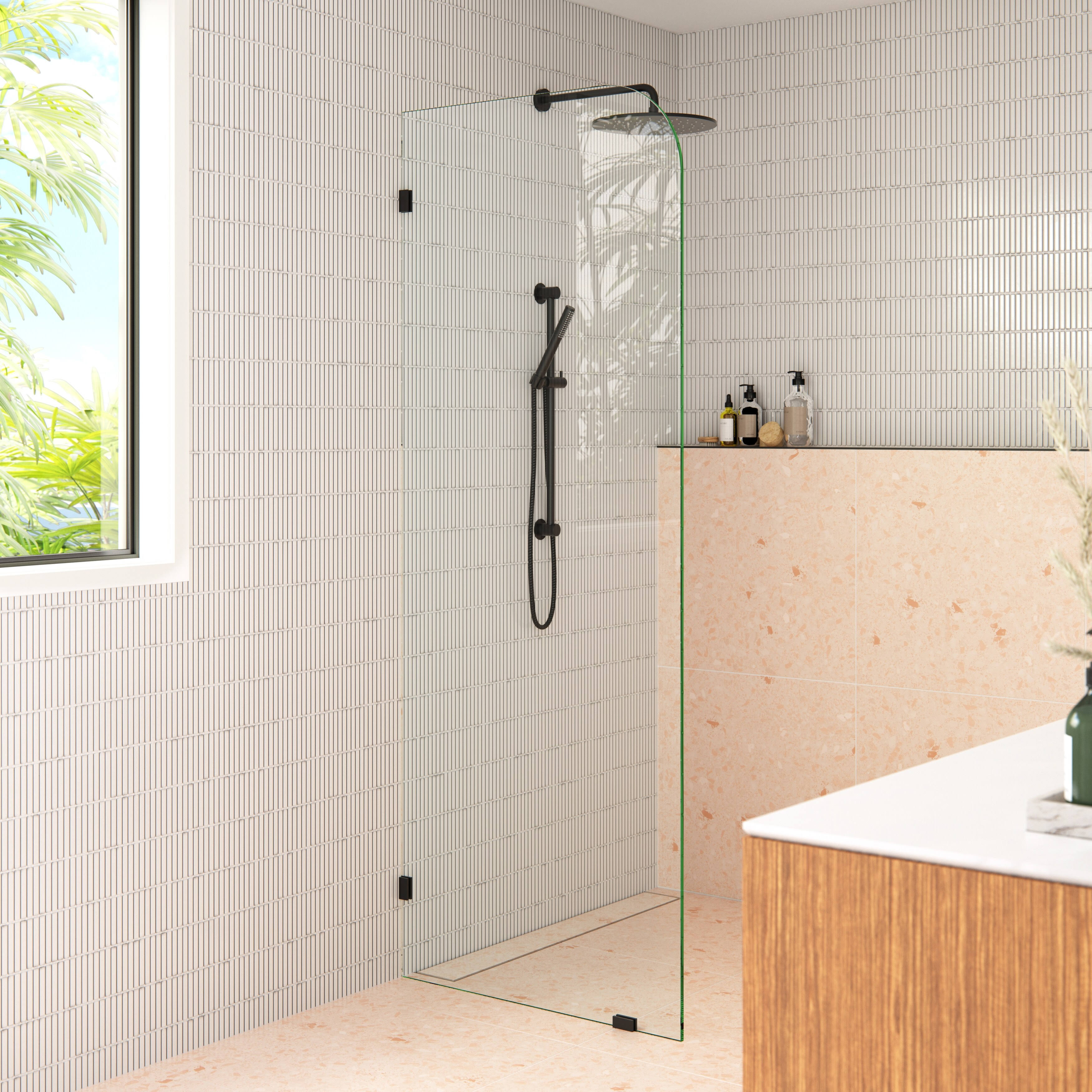 Glass Warehouse GW-F-RAD-30-MB Solaris 30 in. x 78 in. Fully Frameless Radius Single Fixed Shower Panel Finish: Matte Black