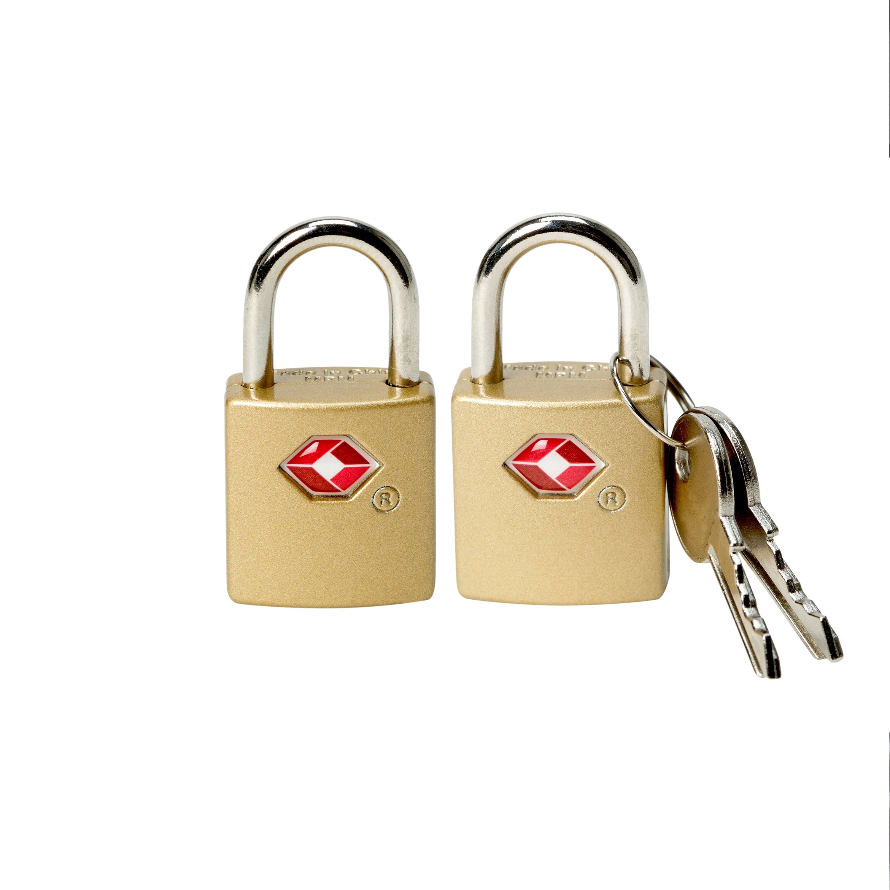 Protege 2 Pack Travel Lock with Keys- Brass & Gold- Each