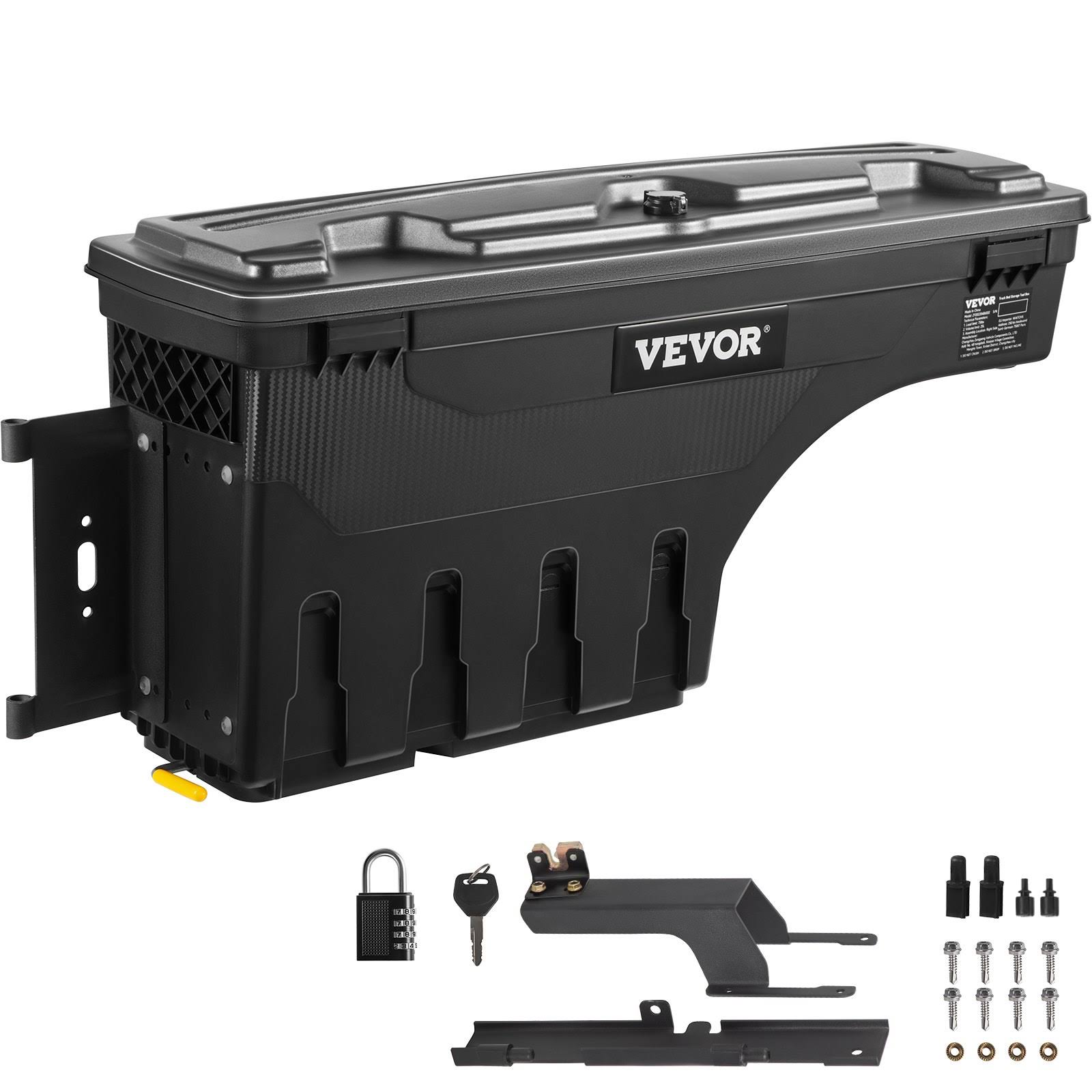 VEVOR Truck Bed Storage Box, Fits 2015-2020 Ford F150, Driver Side, Lockable Lid, Waterproof PA6 Wheel Well Tool Box 6.6 Gal/2