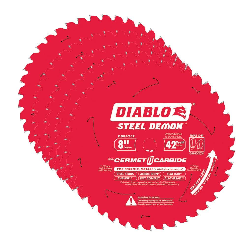 Diablo 8-Inch Steel Demon 42T Carbide Metal Saw Blades, 10 Pack #D0842CF-10PK