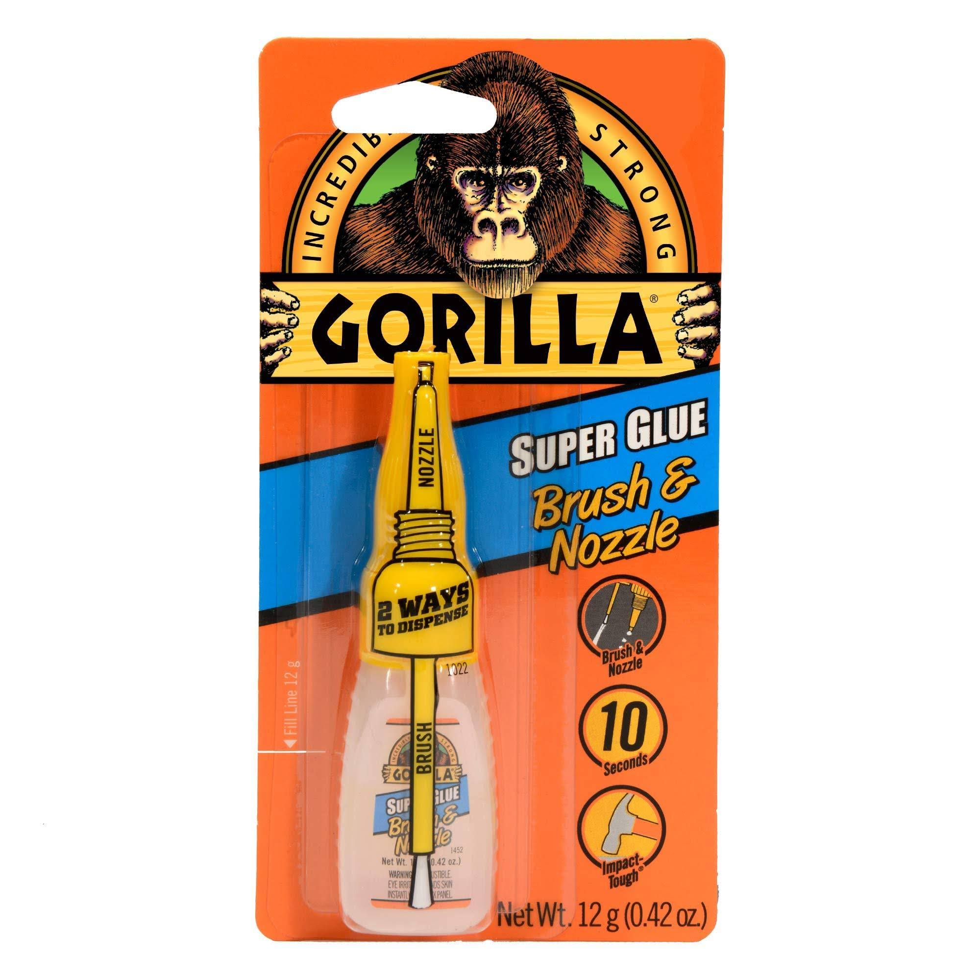 Gorilla 7501201 Super Glue Brush & Nozzle, 12g, Clear