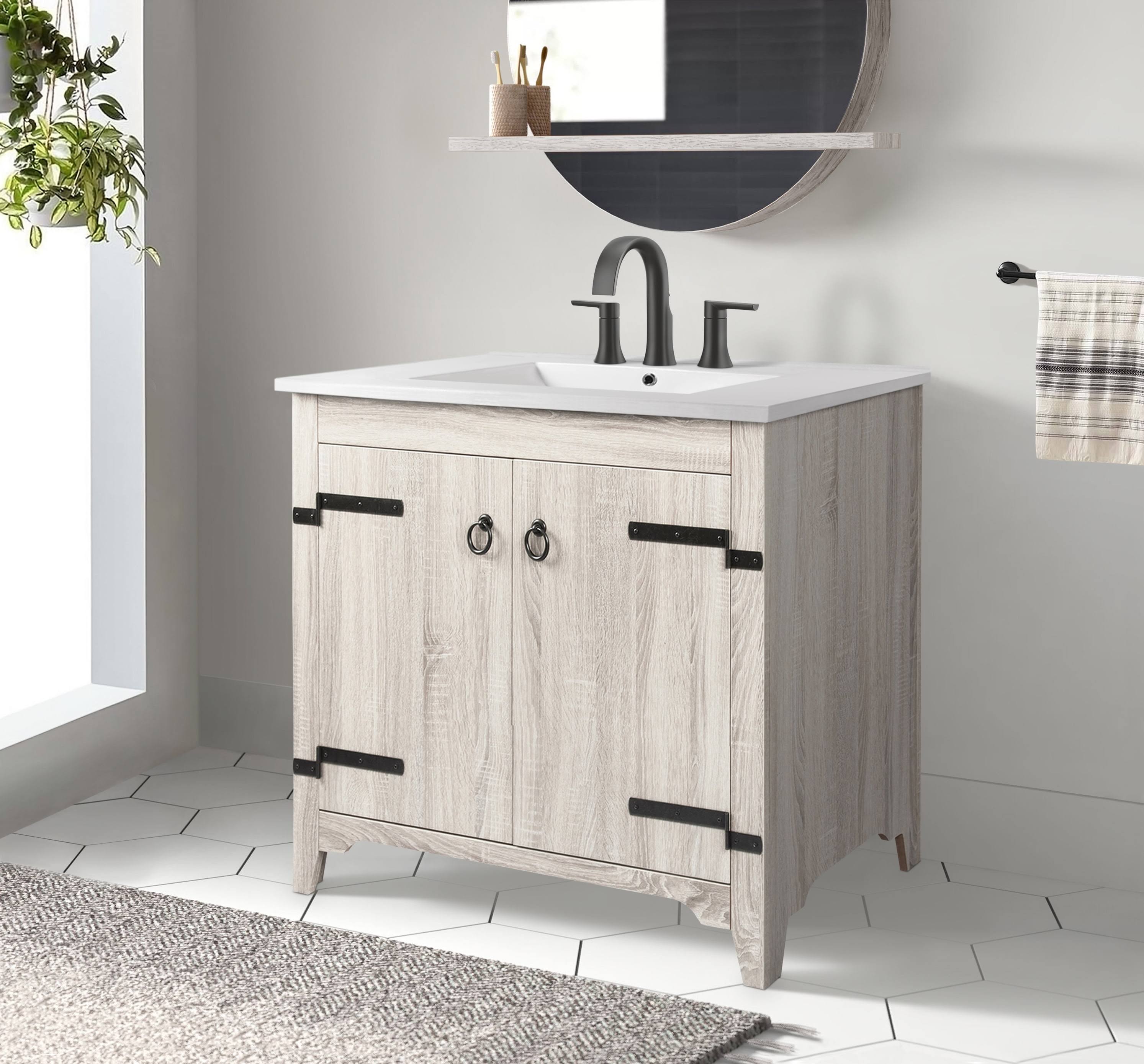Saint Birch 36 inch White Ceramic Single Bathroom Vanity Top with Sink, 1 Hole