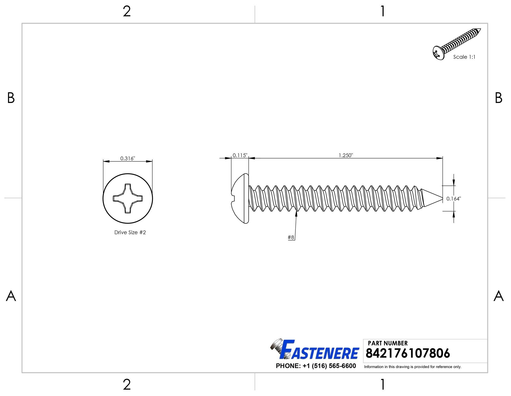 Fastenere #8 x 1-1/4