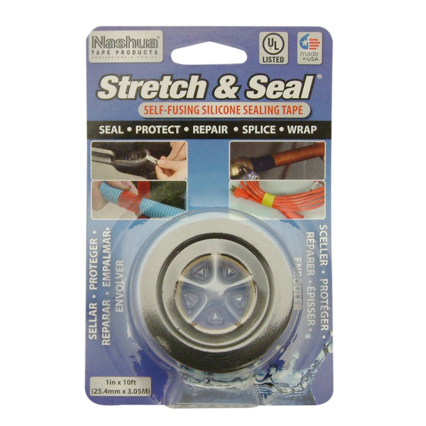 Nashua Stretch & Seal Self-Fusing Silicone Tape 1in x 10ft Black