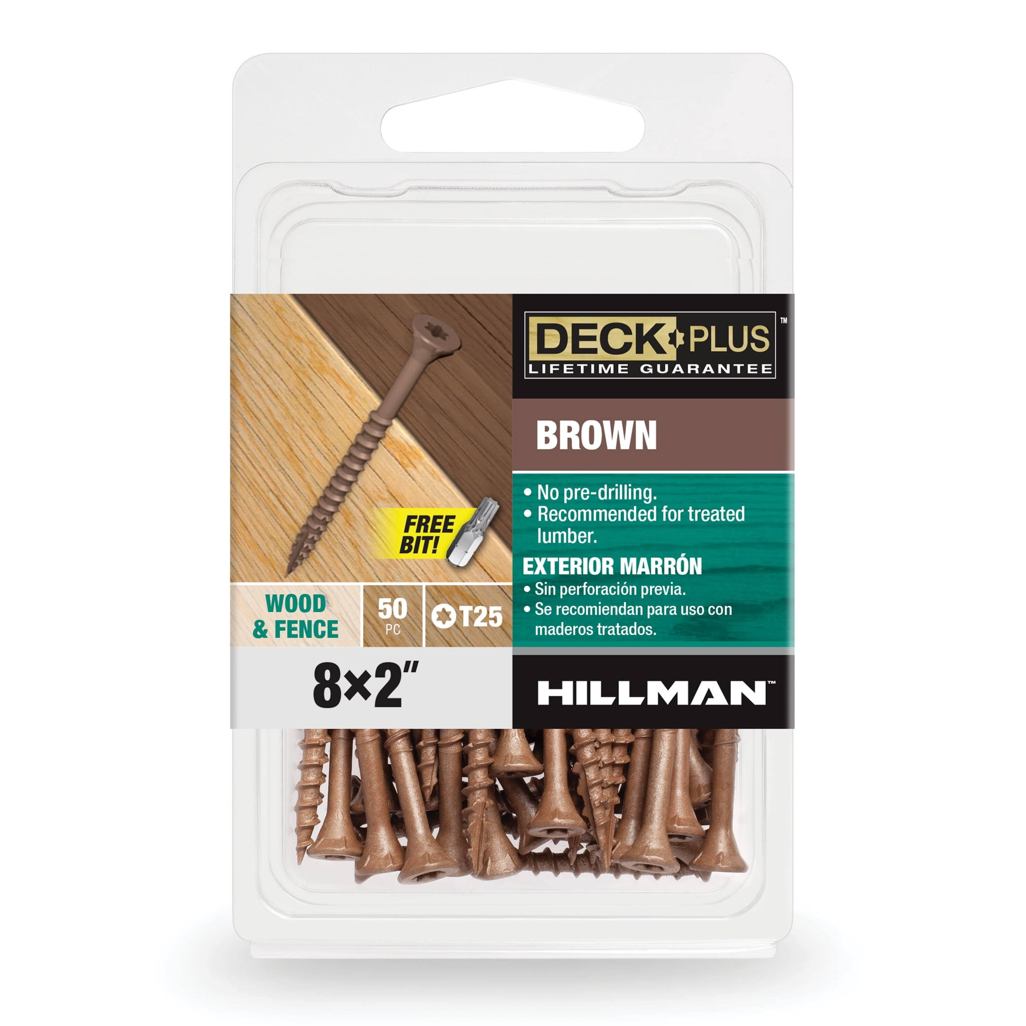 Deck Plus Brown Deck and Fence Screws, Exterior Screws, 8 x 2 inch, Steel, 50 Pieces, Size: 8 inch x 2 inch 590969