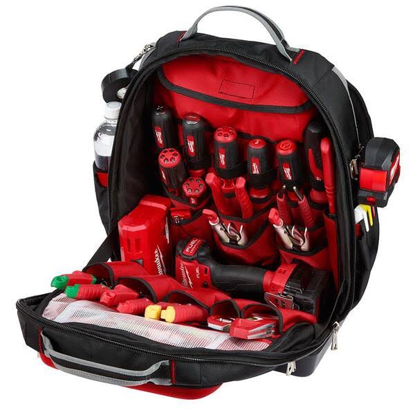 Milwaukee 15 in. Ultimate Jobsite Backpack with 25 ft. x 1 in. Compact Magnetic Tape Measure, Black