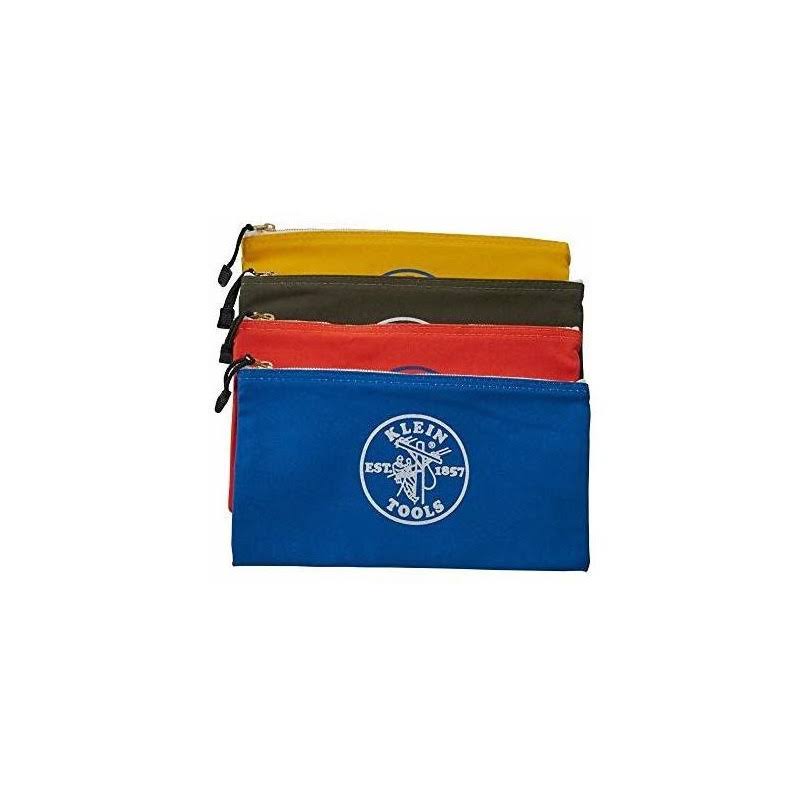 Klein Tools 5140 Canvas Zipper Bag, Tool 4-Pack, Olive, Orange, Blue, Yellow