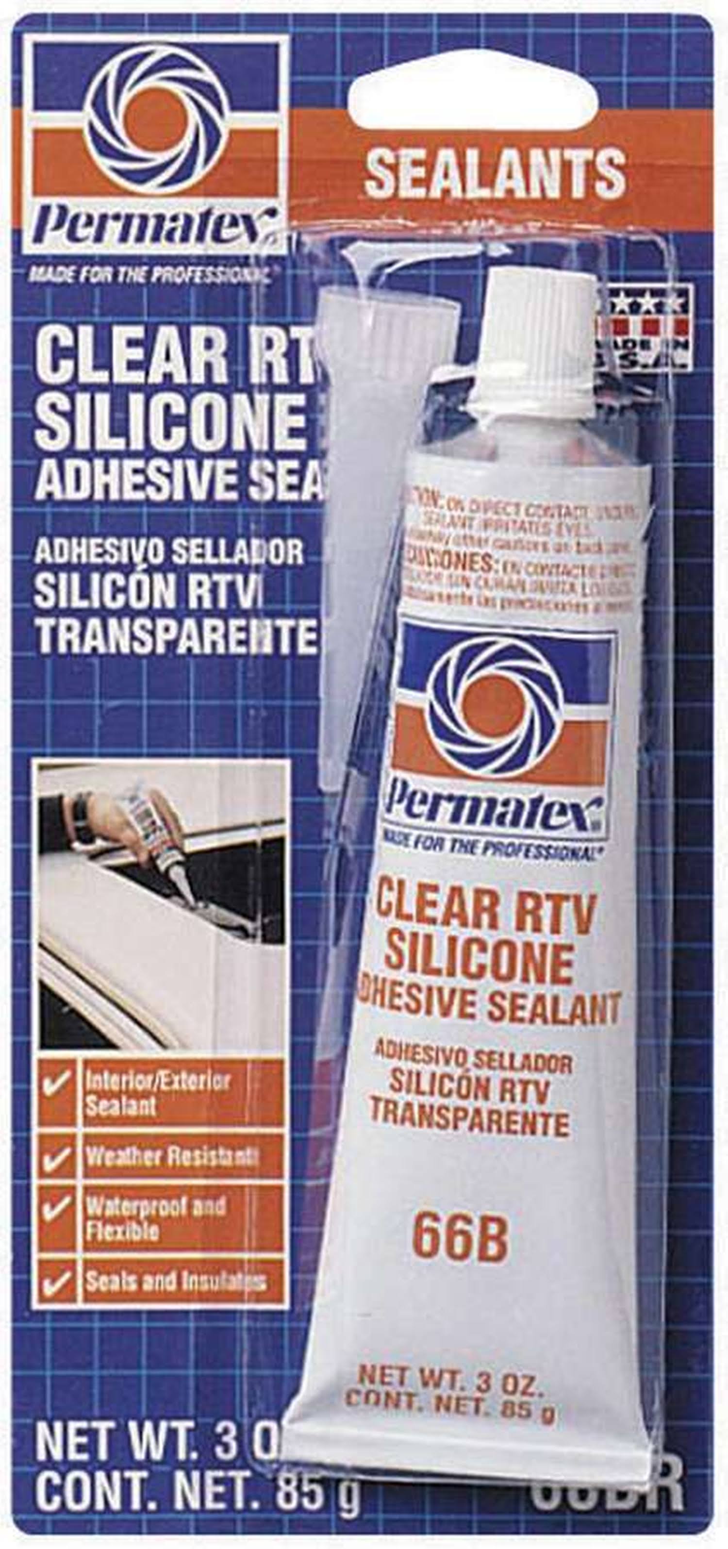 Permatex 80050 3 oz Clear Silicone Adhesive Sealant