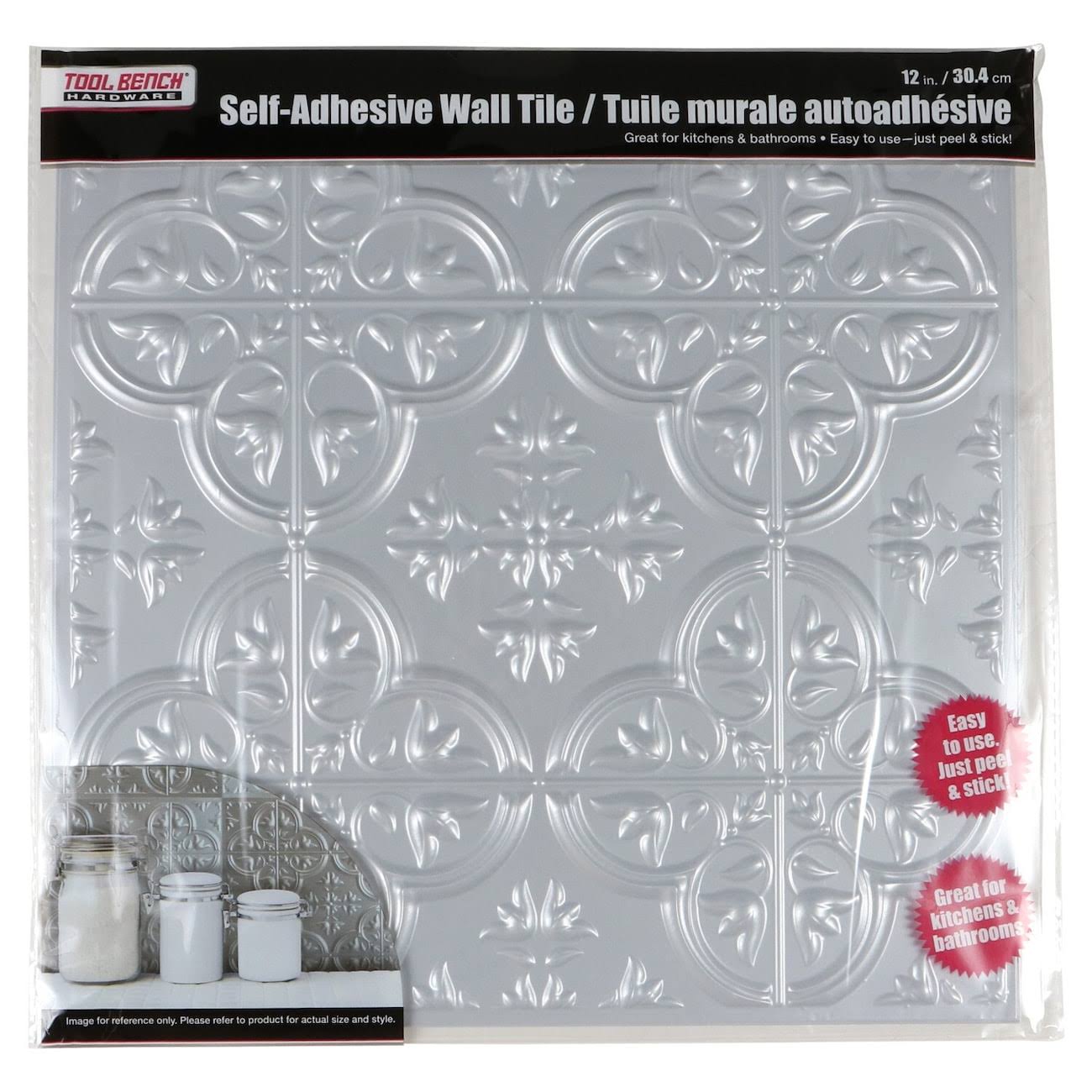 Tool Bench Hardware Gray Tin Self-Adhesive Wall Tile, 12.5x12.75 in.